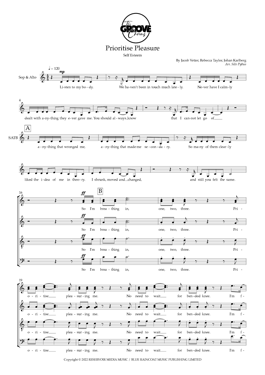 Prioritise Pleasure (arr. Silv Pybus)