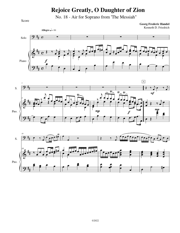 Rejoice Greatly, O Daughters of Zion (arr. Kenneth D Friedrich)