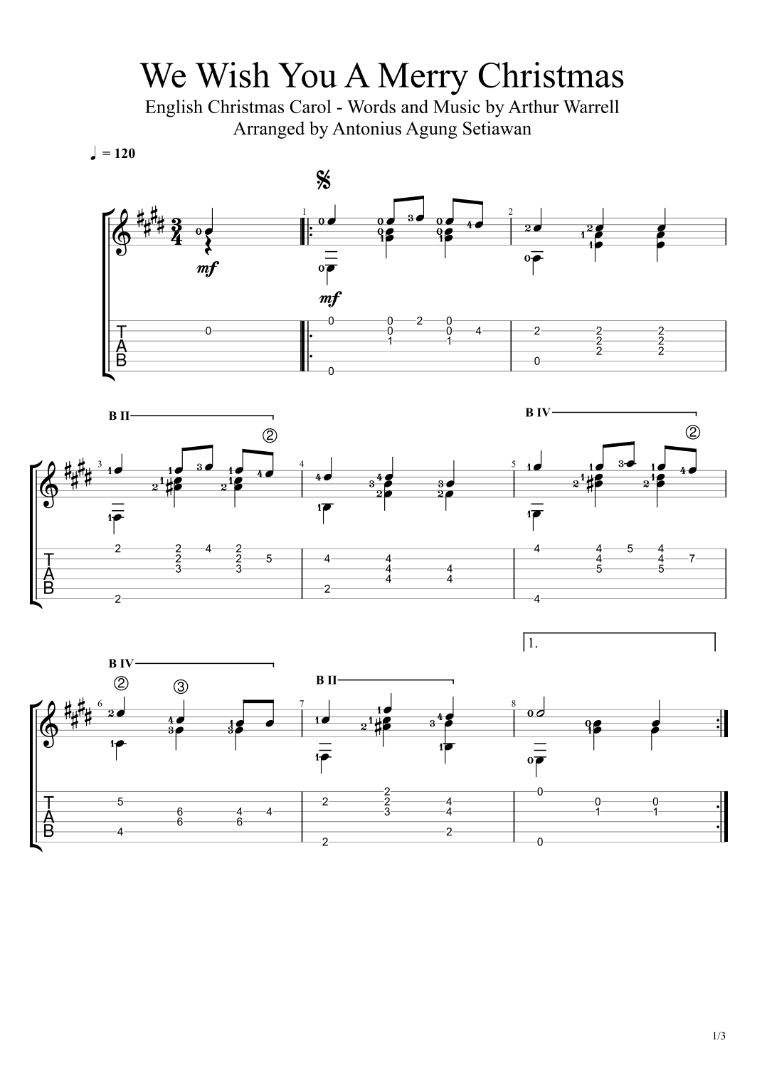 We Wish You A Merry Christmas (Fingerstyle Guitar Solo) (arr. Antonius Agung Setiawan)