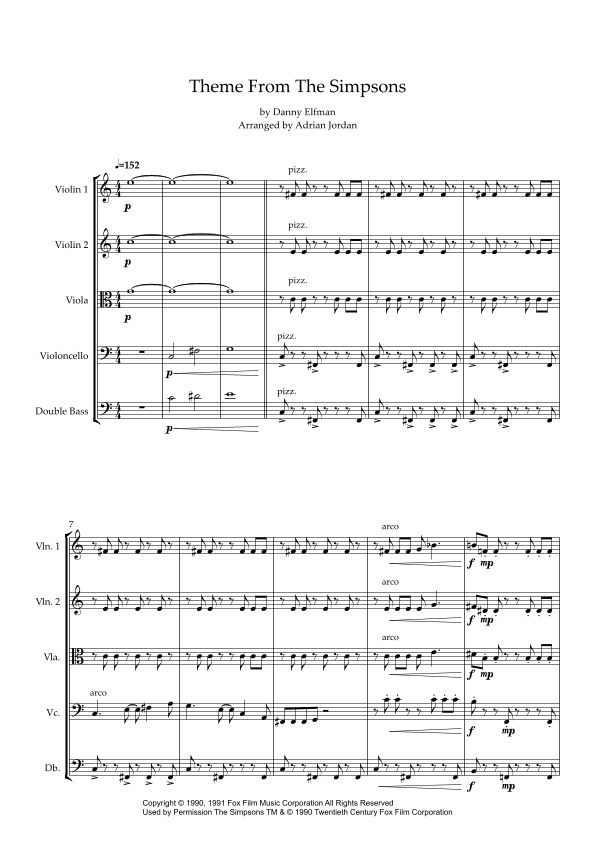 Theme From The Simpsons (arr. Adrian Jordan)