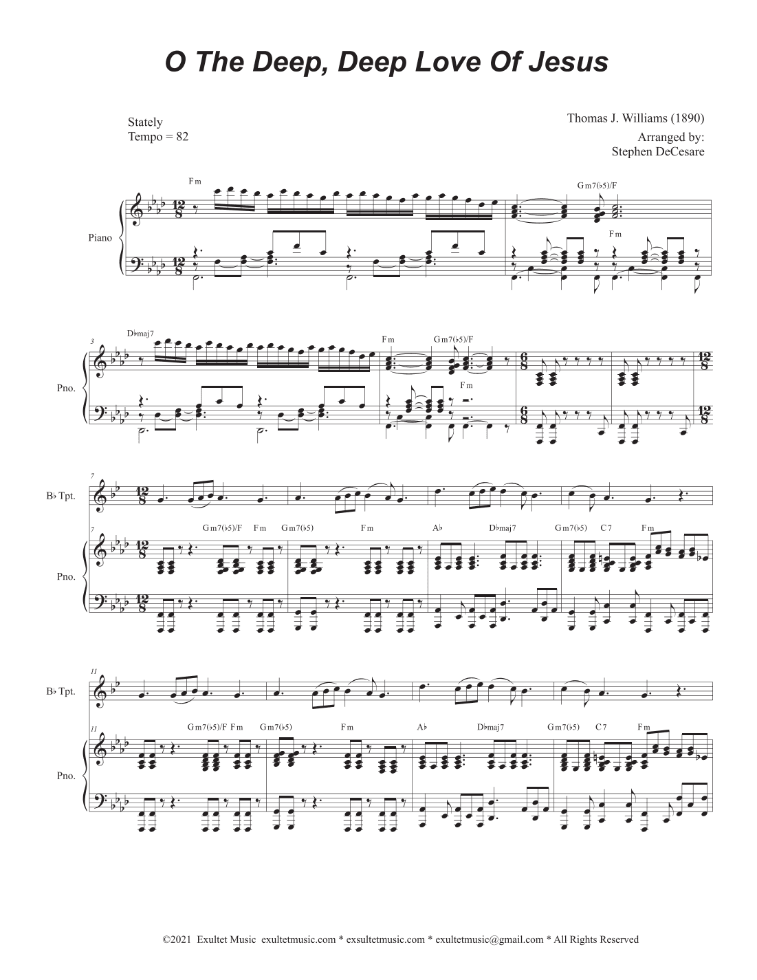 O The Deep, Deep Love Of Jesus (Bb-Trumpet solo and Piano) (arr. Stephen DeCesare)