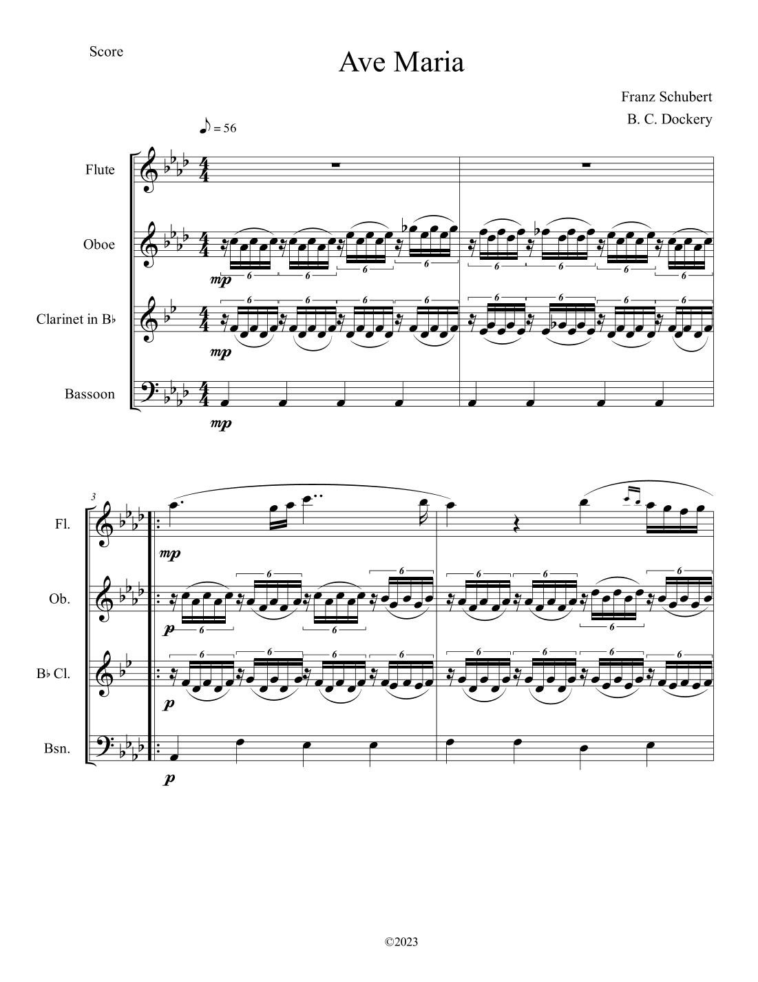 Ave Maria (Woodwind Quartet) (arr. B. C. Dockery)