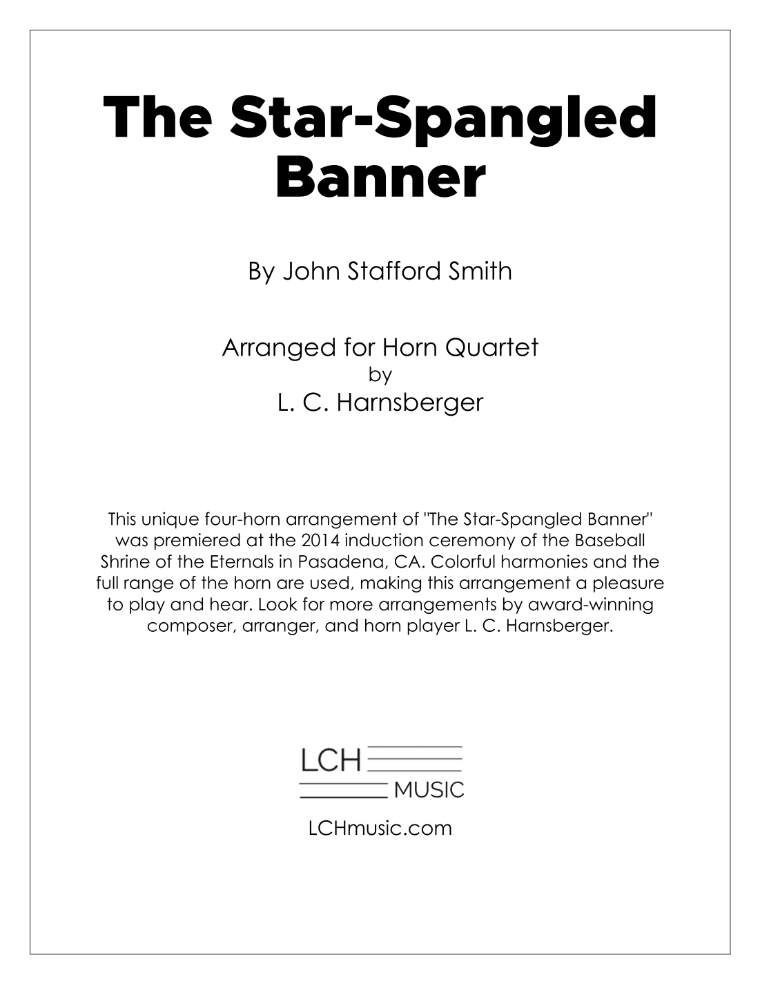 The Star Spangled Banner for Horn Quartet (arr. L. C. Harnsberger)