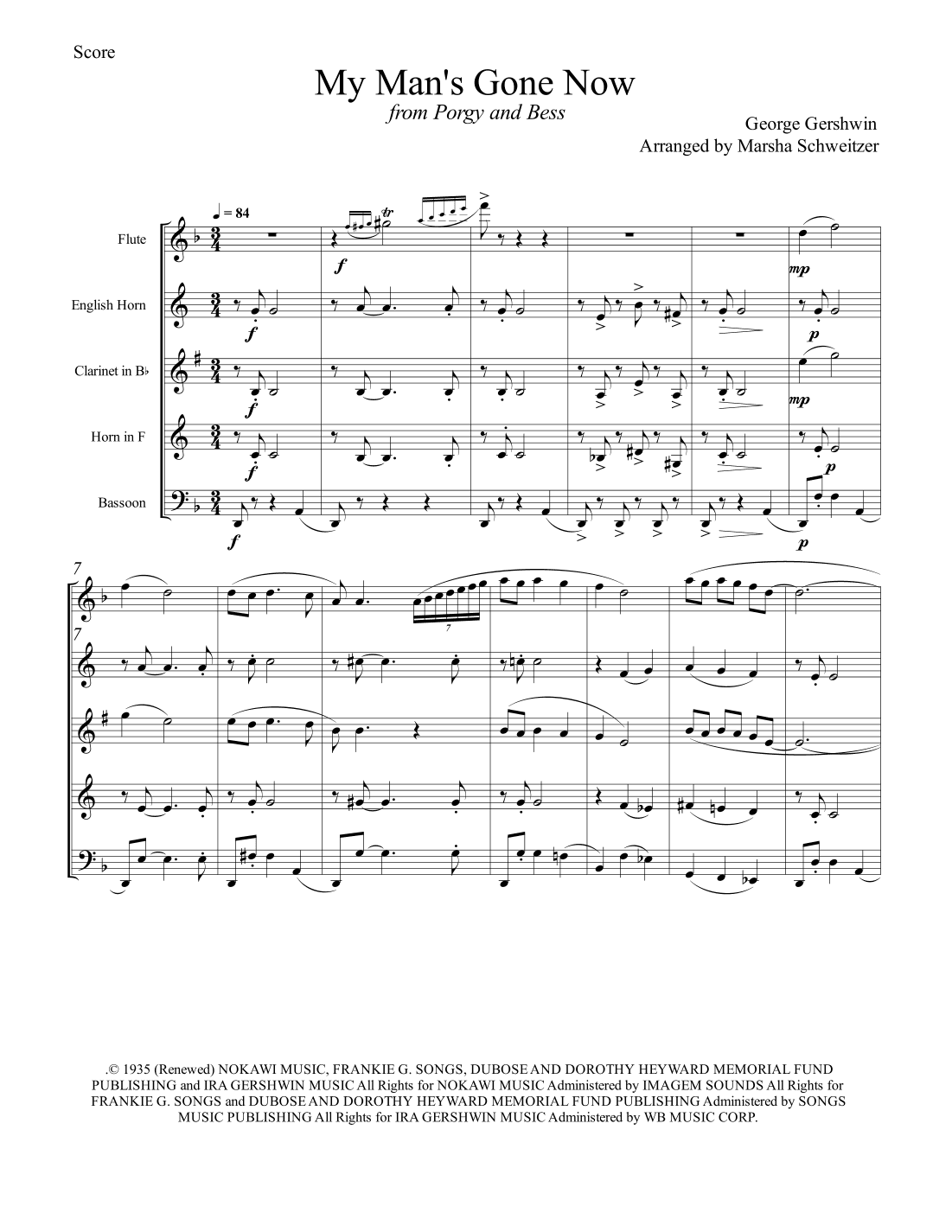 My Man's Gone Now (arr. Marsha Schweitzer)