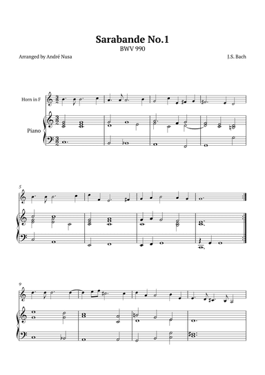 Sarabande No.1 BWV 990 (arr. André Nusa)