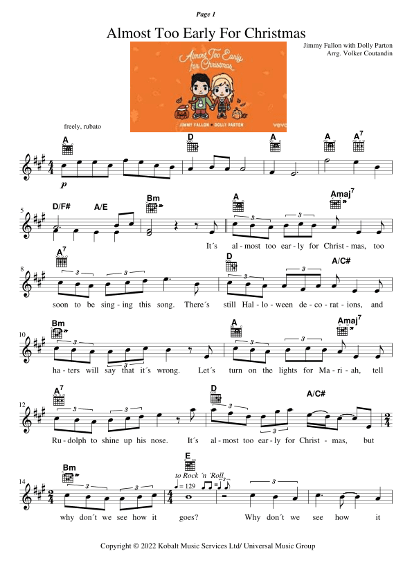 Too Early For Christmas (arr. Volker Coutandin)