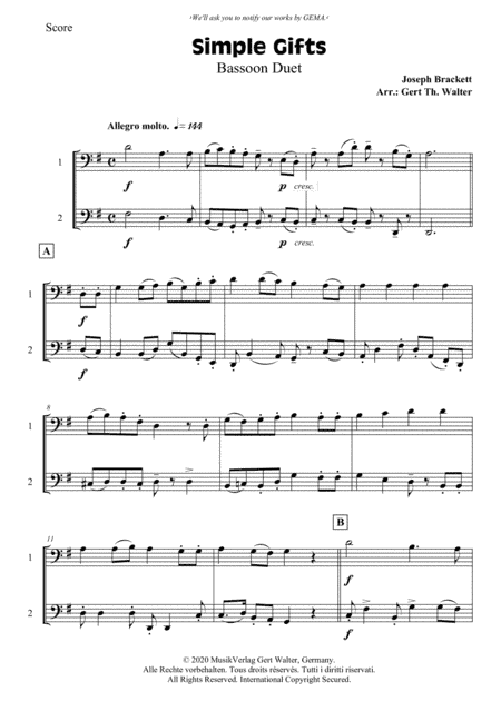 Simple Gifts (arr. Gert Th. Walter)