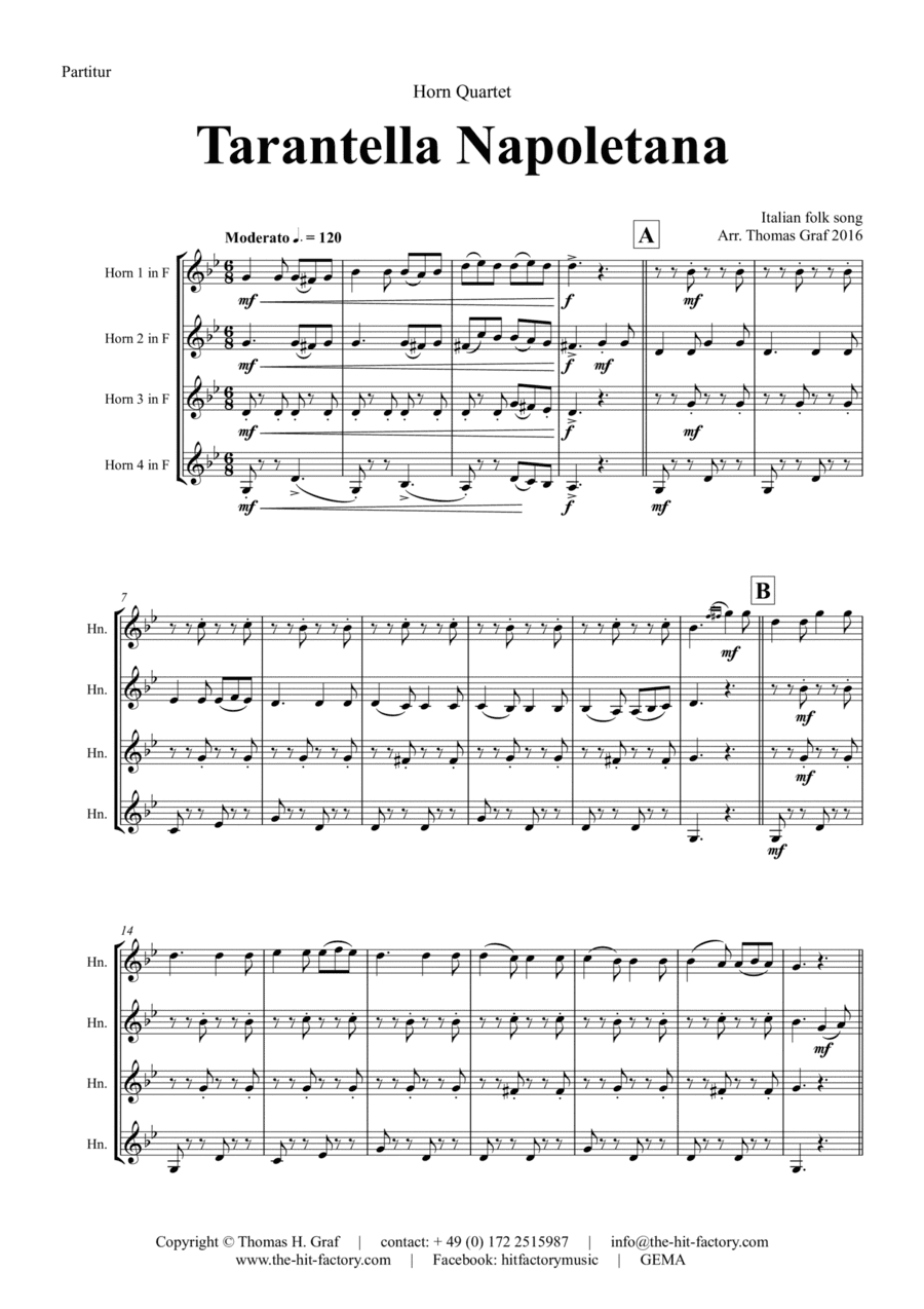 Tarantella Napoletana - Italian Folk Song - Horn Quartet (arr. Thomas Graf)