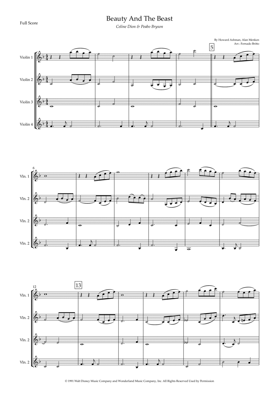 Beauty And The Beast (arr. Fernando Britto)