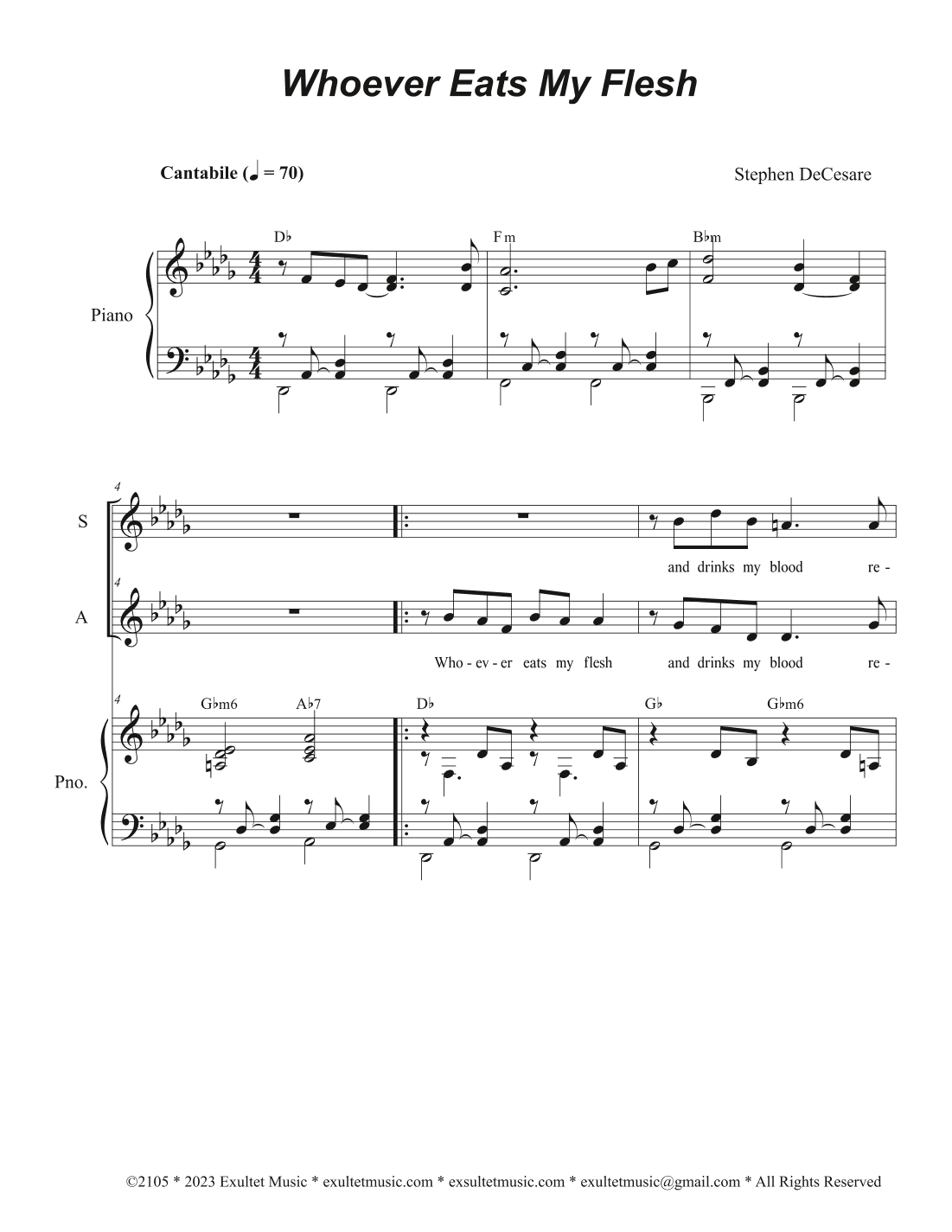 Whoever Eats My Flesh (2-part choir - (SA)