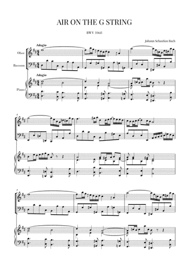 Bach: Air on the G String for Oboe, Bassoon and Piano (arr. Cadenza Editions)