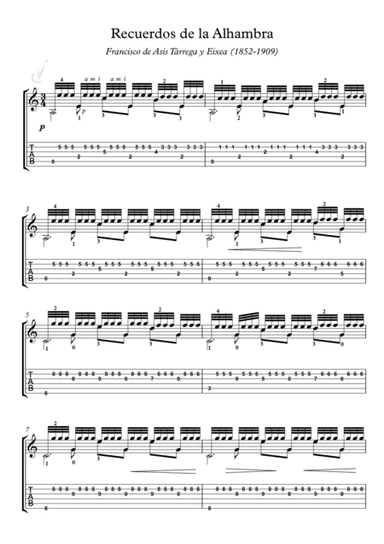 Recuerdos de la Alhambra (arr. PianoSheetNow)