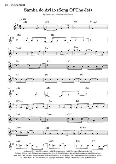 Song Of The Jet (samba Do Avião) (arr. Fabio Eduardo de Oliveira)