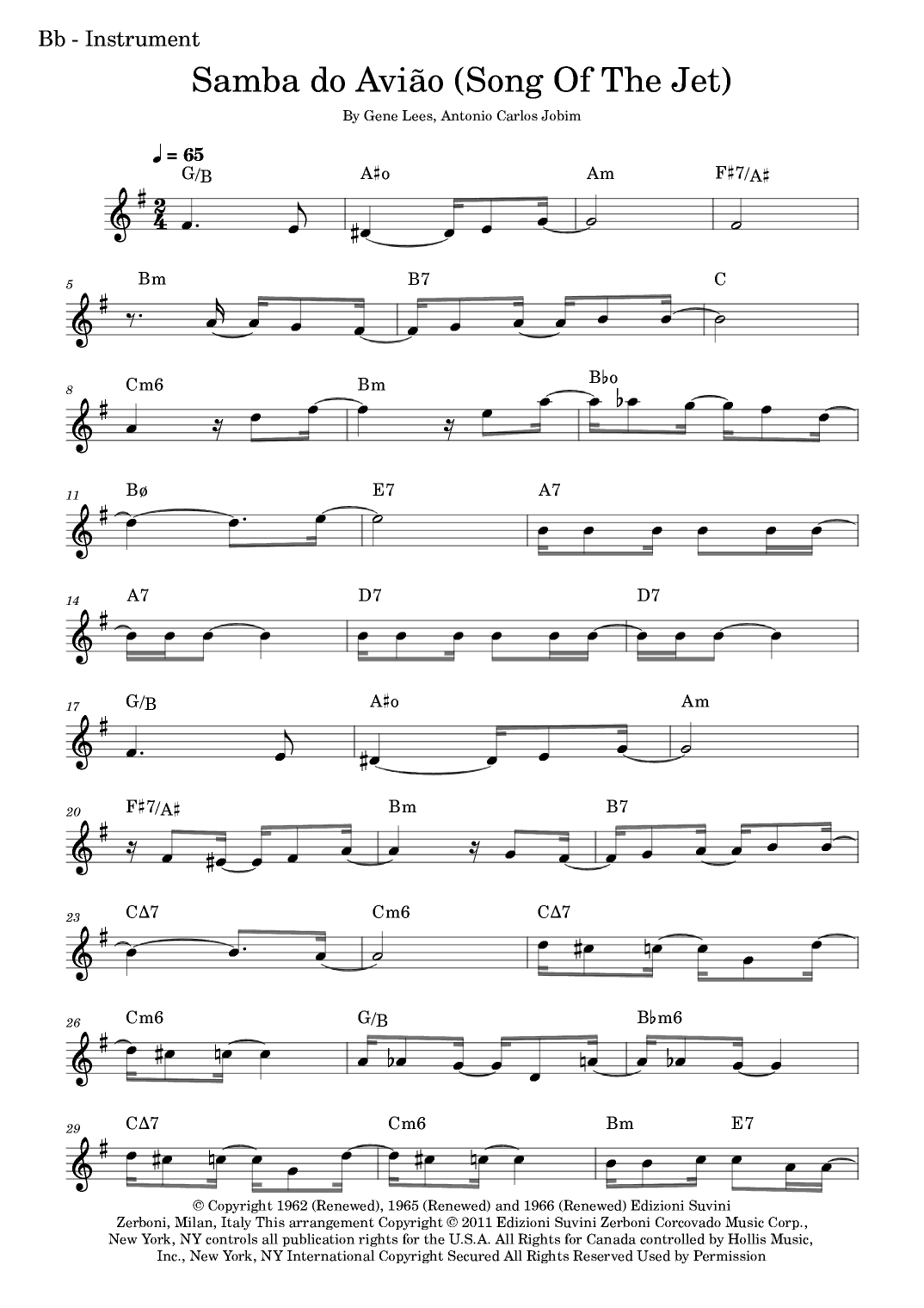 Song Of The Jet (samba Do Avião) (arr. Fabio Eduardo de Oliveira)