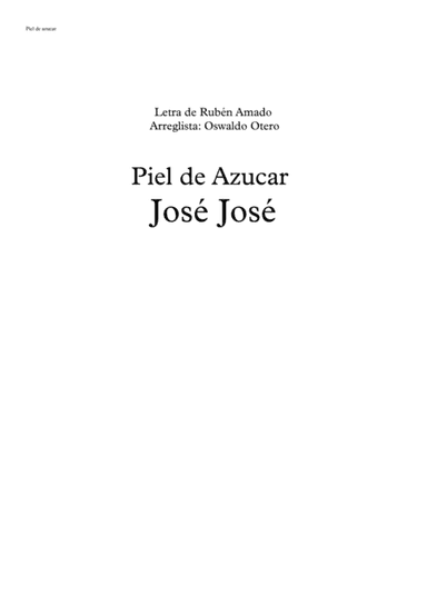 Piel De Azucar (arr. Oswaldo Otero)