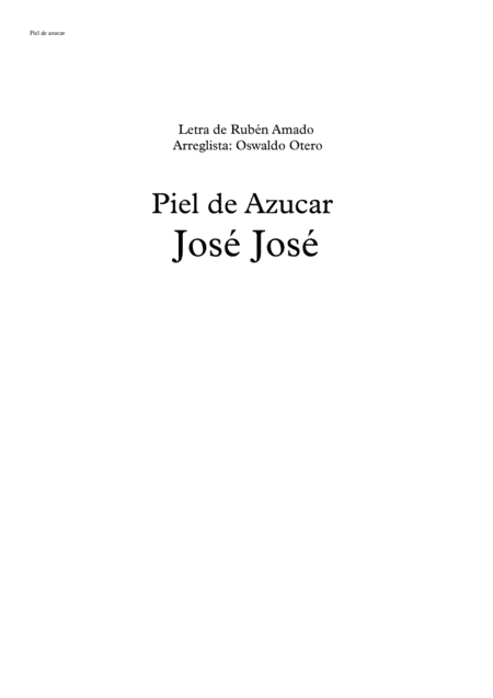Piel De Azucar (arr. Oswaldo Otero)