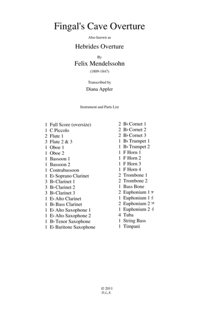 Fingal's Cave Overture (score only) (arr. Diana L. Appler)