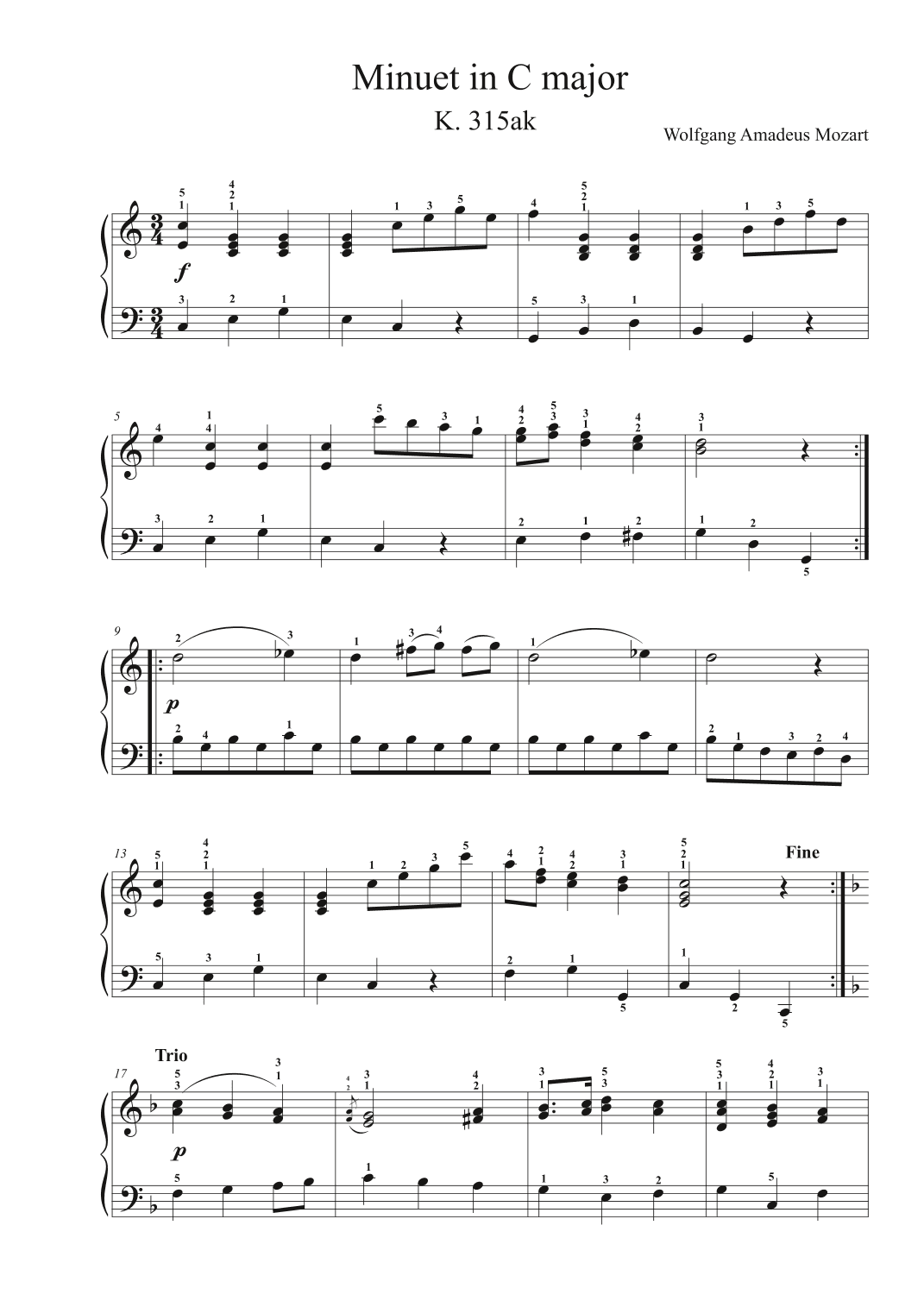 Minuet in C Major K. 315ak (arr. Avgusta Udartseva)