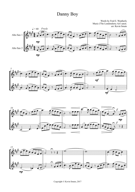 Danny Boy (Duet for 2 Alto Saxophones) (arr. Kevin Smuts)