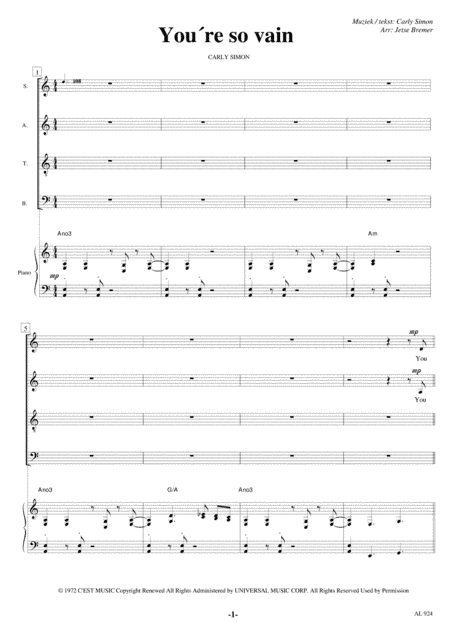 You're So Vain (arr. Jetse Bremer)