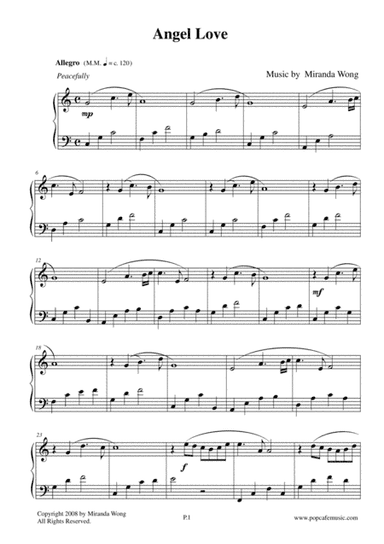 Angel Love - Romantic Easy Piano Solo in C Key