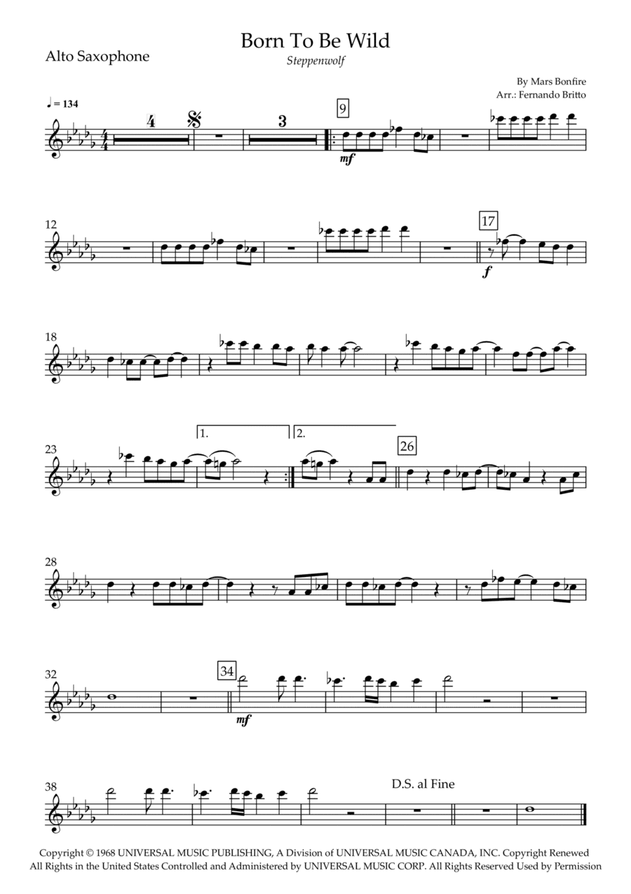 Born To Be Wild (arr. Fernando Britto)