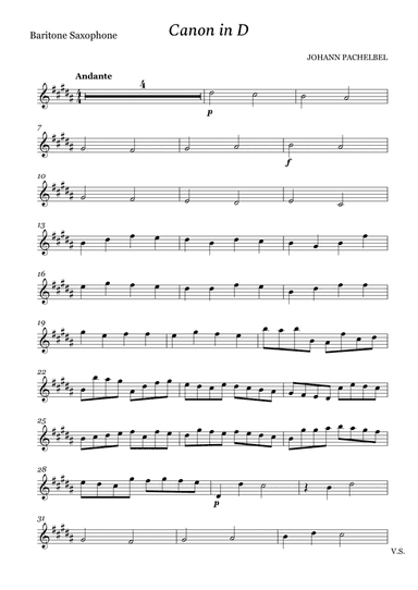 Canon in D for Baritone Sax (arr. Cássio Silva Chaves)