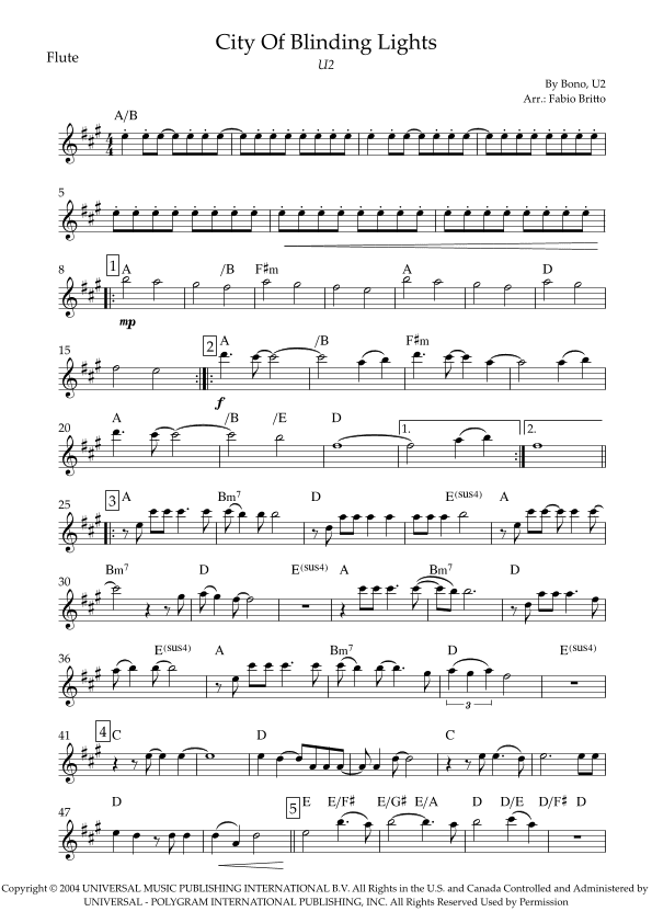 City Of Blinding Lights (arr. Fabio Britto)