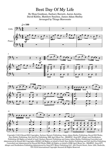 Best Day Of My Life (arr. Thiago Marconato)