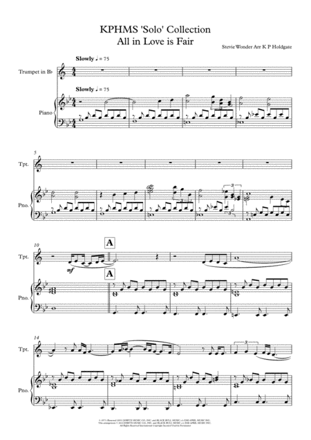 All In Love Is Fair (arr. Kevin P Holdgate)
