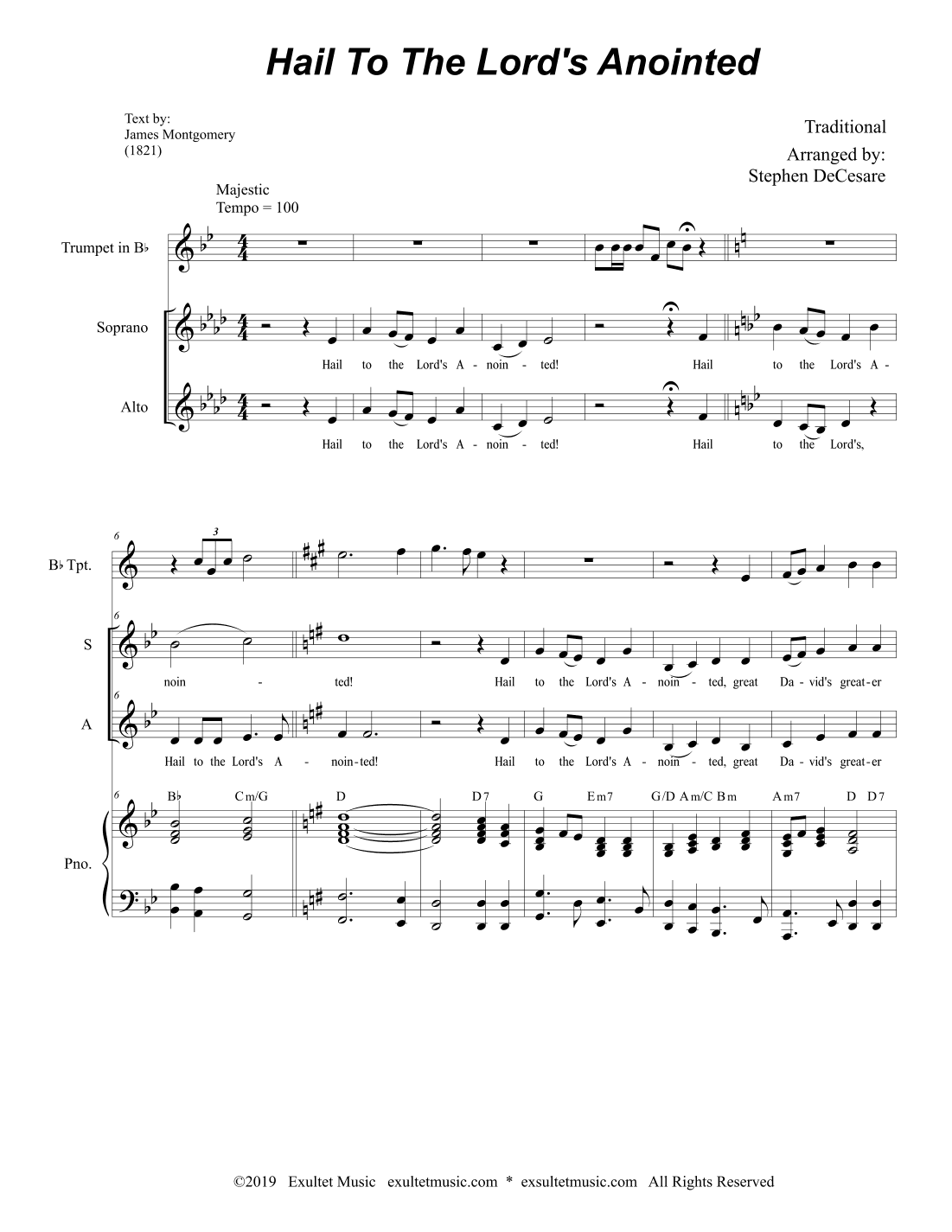 Hail To The Lord's Anointed (2-part choir - (SA) (arr. Stephen DeCesare)
