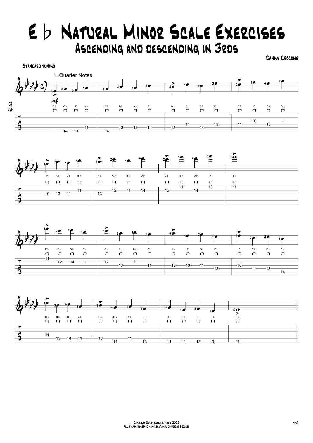 Eb Natural Minor Scale Exercises - Ascending and Descending in 3rds