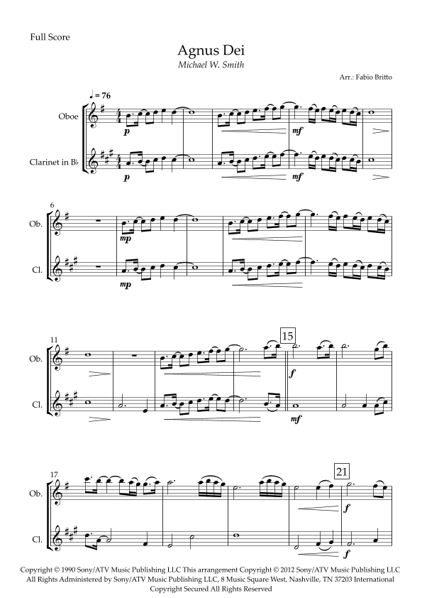 Agnus Dei (arr. Fabio Britto)