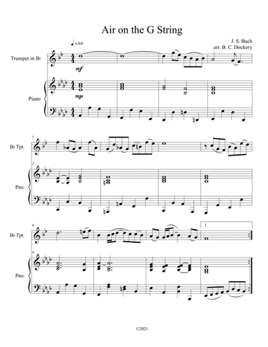Air on the G String for Solo Trumpet and Piano (arr. B. C. Dockery)