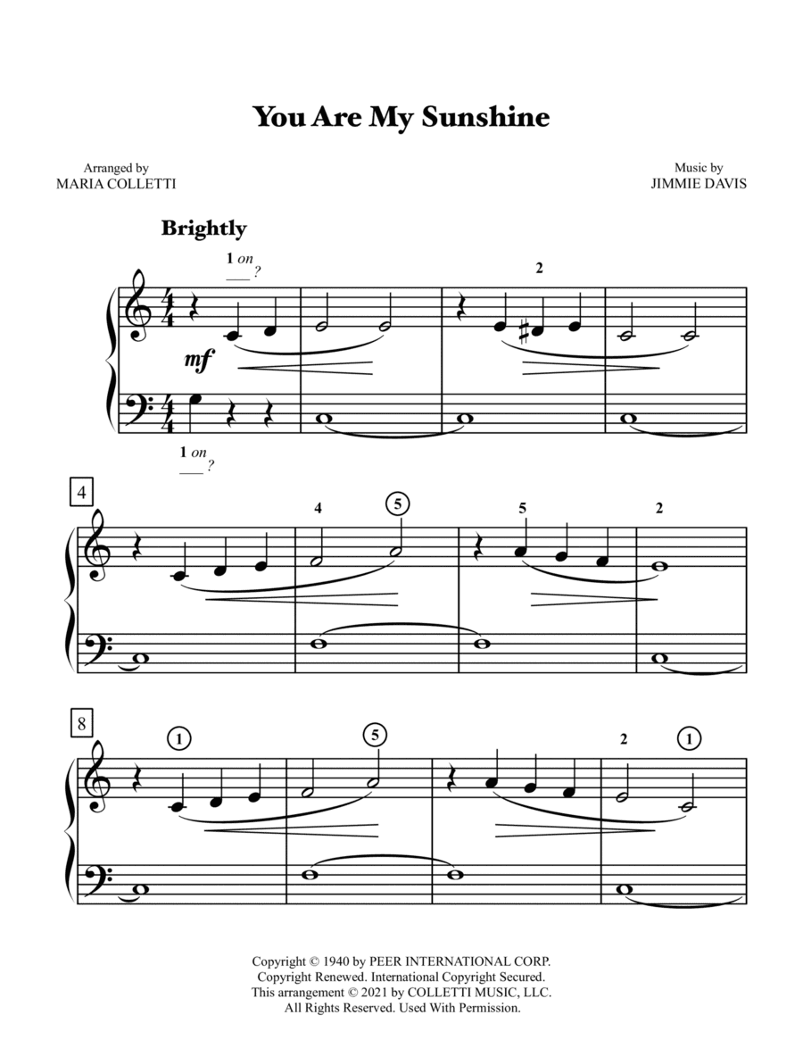 You Are My Sunshine (arr. Maria Colletti)