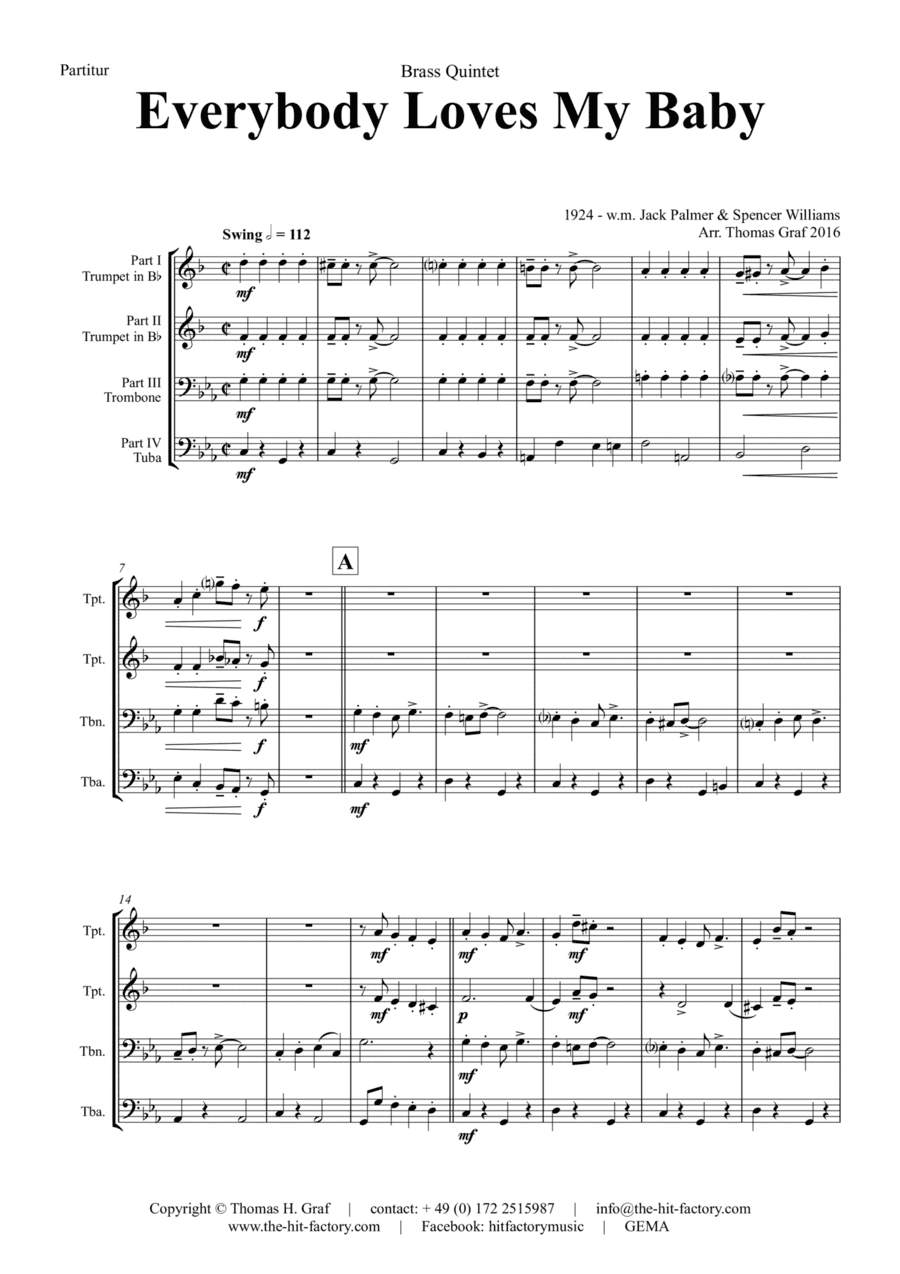 Everybody Loves My Baby - Jazz Classic - Brass Quartet (arr. Thomas Graf)