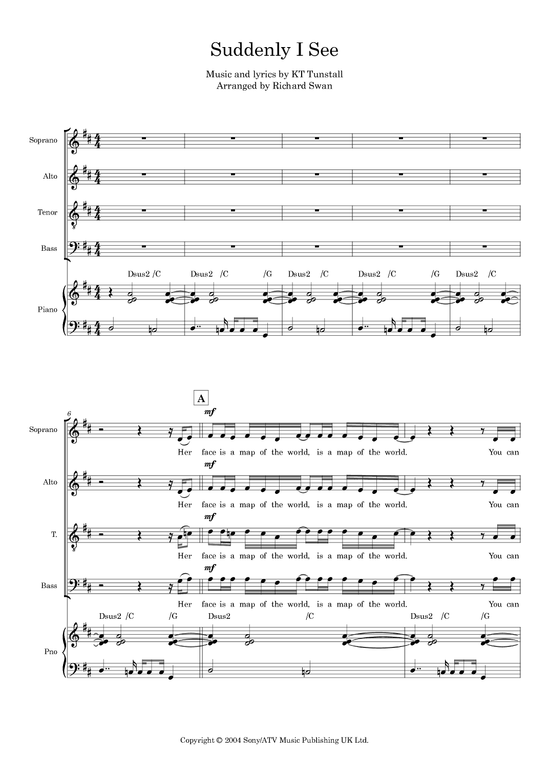 Suddenly I See (arr. Richard Swan)
