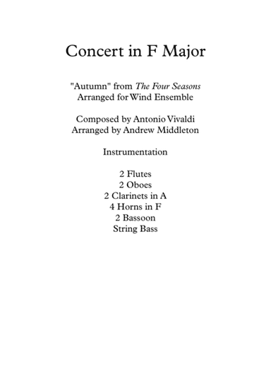 "Autumn" from The Four Seasons arranged for Wind Ensemble (arr. Andrew Middleton)