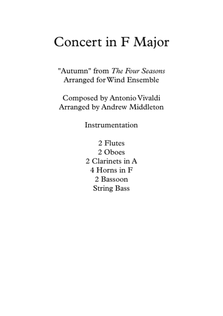 "Autumn" from The Four Seasons arranged for Wind Ensemble (arr. Andrew Middleton)