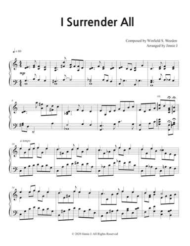 I Surrender All ( Piano Hymn Arrangement ) (arr. Jinnie J)