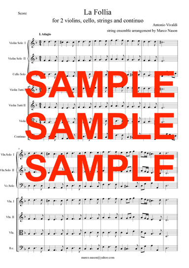 Vivaldi "La Follia" for 2 violins, cello, string orchestra (arr. Marco Nason)