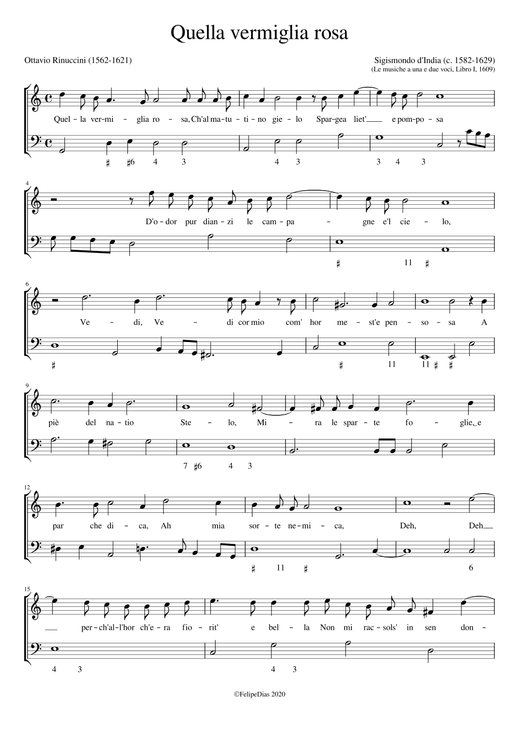 Quella vermiglia rosa (arr. Early Music Scores)