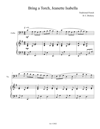 Bring a Torch, Jeanette Isabella (Cello Solo with Piano Accompaniment) (arr. B. C. Dockery)