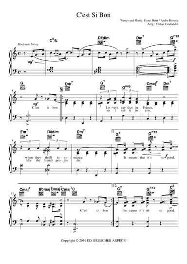 C Est Si Bon (arr. Volker Coutandin)