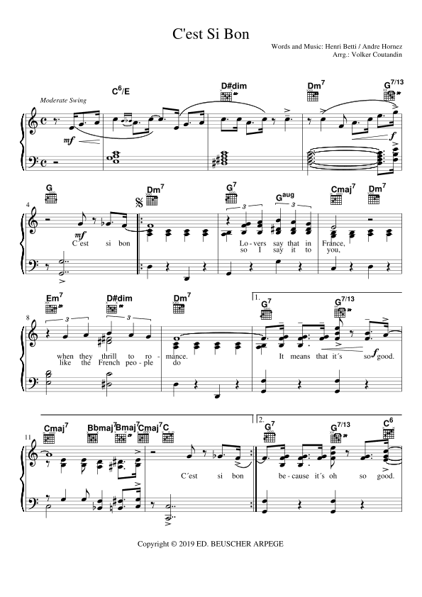 C Est Si Bon (arr. Volker Coutandin)