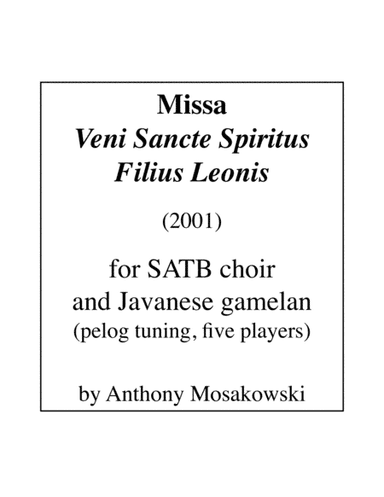 Missa Veni Sancte Spiritus Filius Leonis - Score