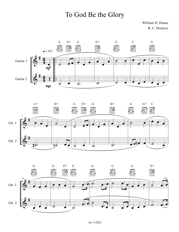 To God Be the Glory (Guitar Duet or Trio) (arr. B. C. Dockery)