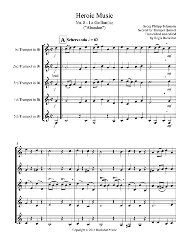 Heroic Music - No.   8. La Gaillardise (Bb) (Trumpet Quintet) (arr. Regis Bookshar)