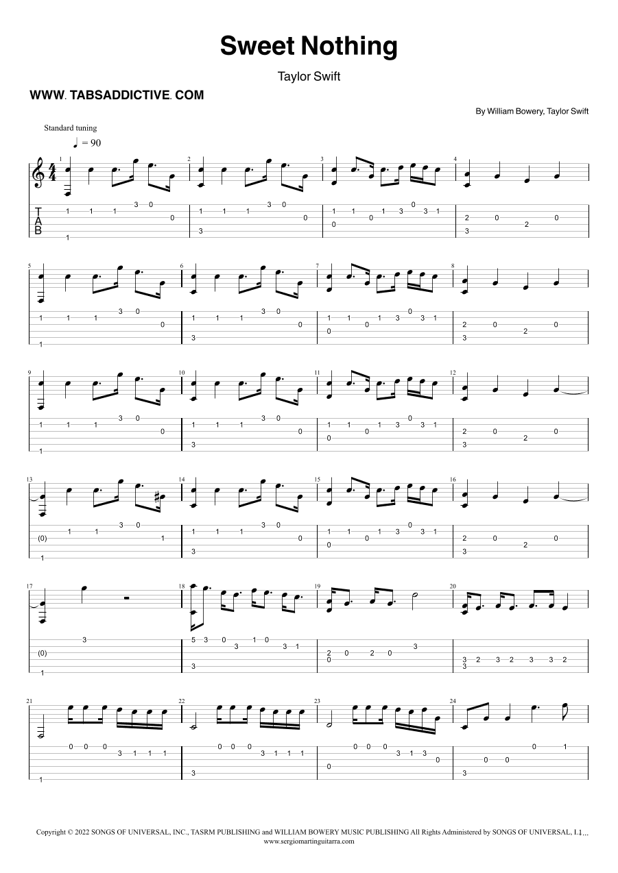 Sweet Nothing (arr. TABS ADDICTIVE - SERGIO MARTIN GUITARRA)