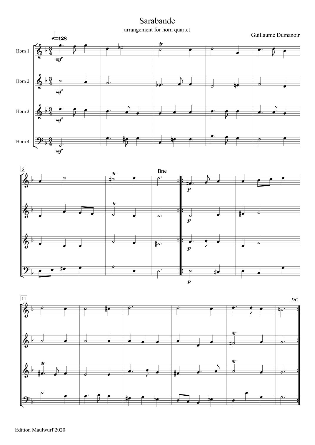 Sarabande (arr. Edition Maulwurf)